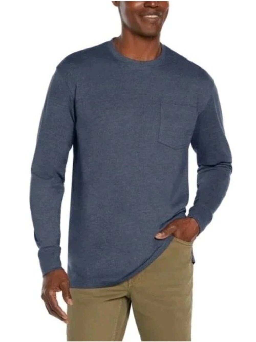 NWT Woolrich Men's XL Long Sleeve Pocket Tee Blue Cotton Blend